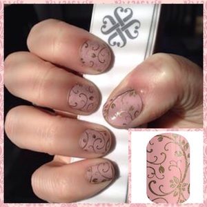 Jamberry Nail wrap Blushing Floral Pink gold vines