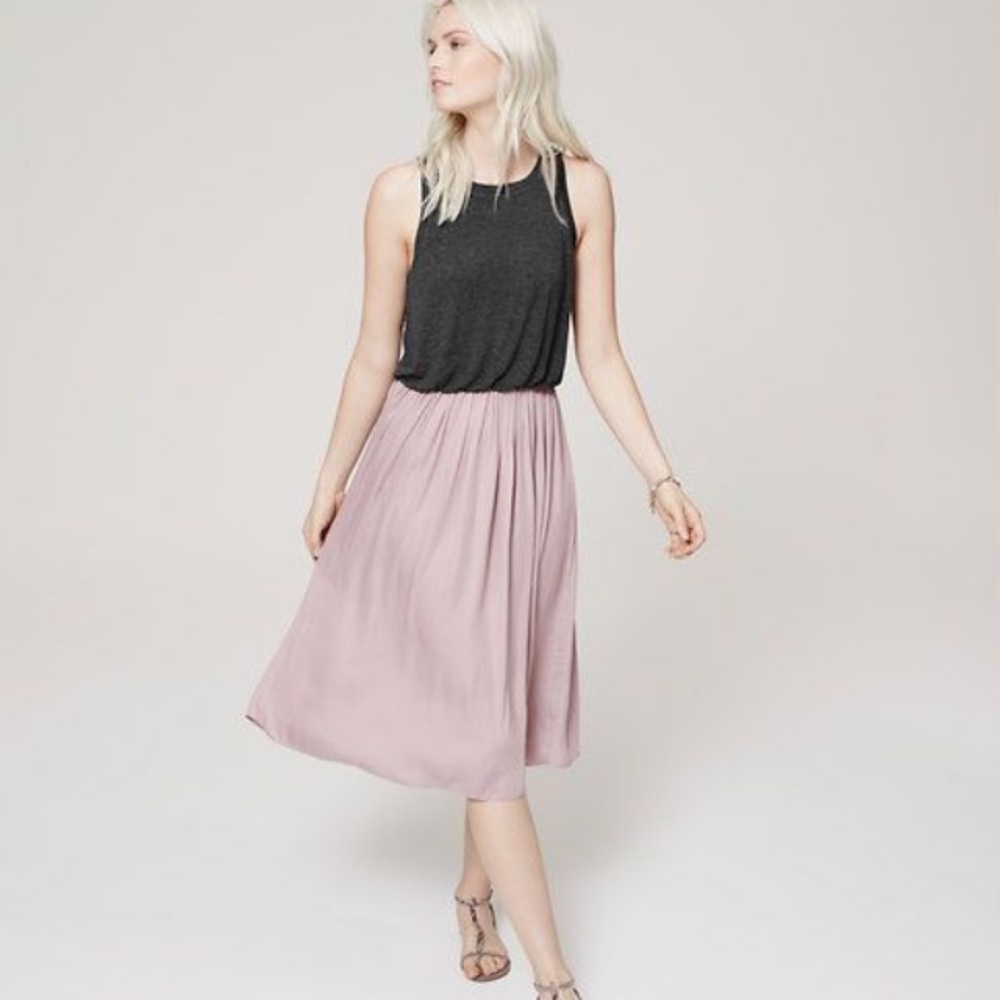 Loft cotton and chiffon midi dress grey and purple