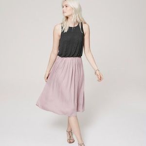 Loft cotton and chiffon midi dress grey and purple