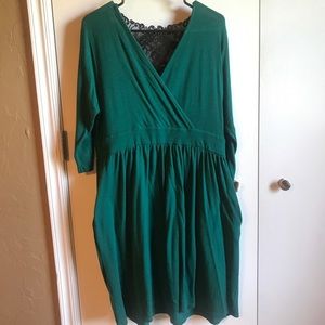 Torrid size 1 Green Dress with Black Lace Pockets