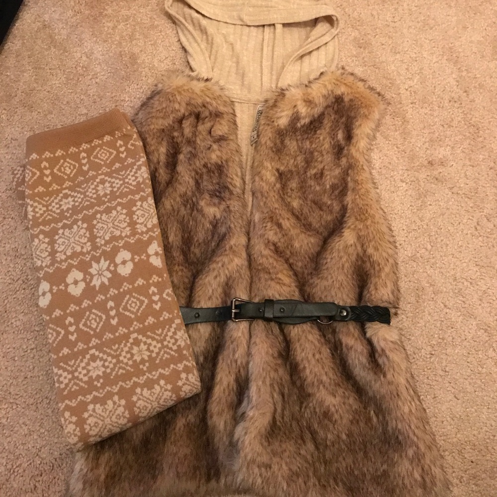 Faux fur vest with matching leggings