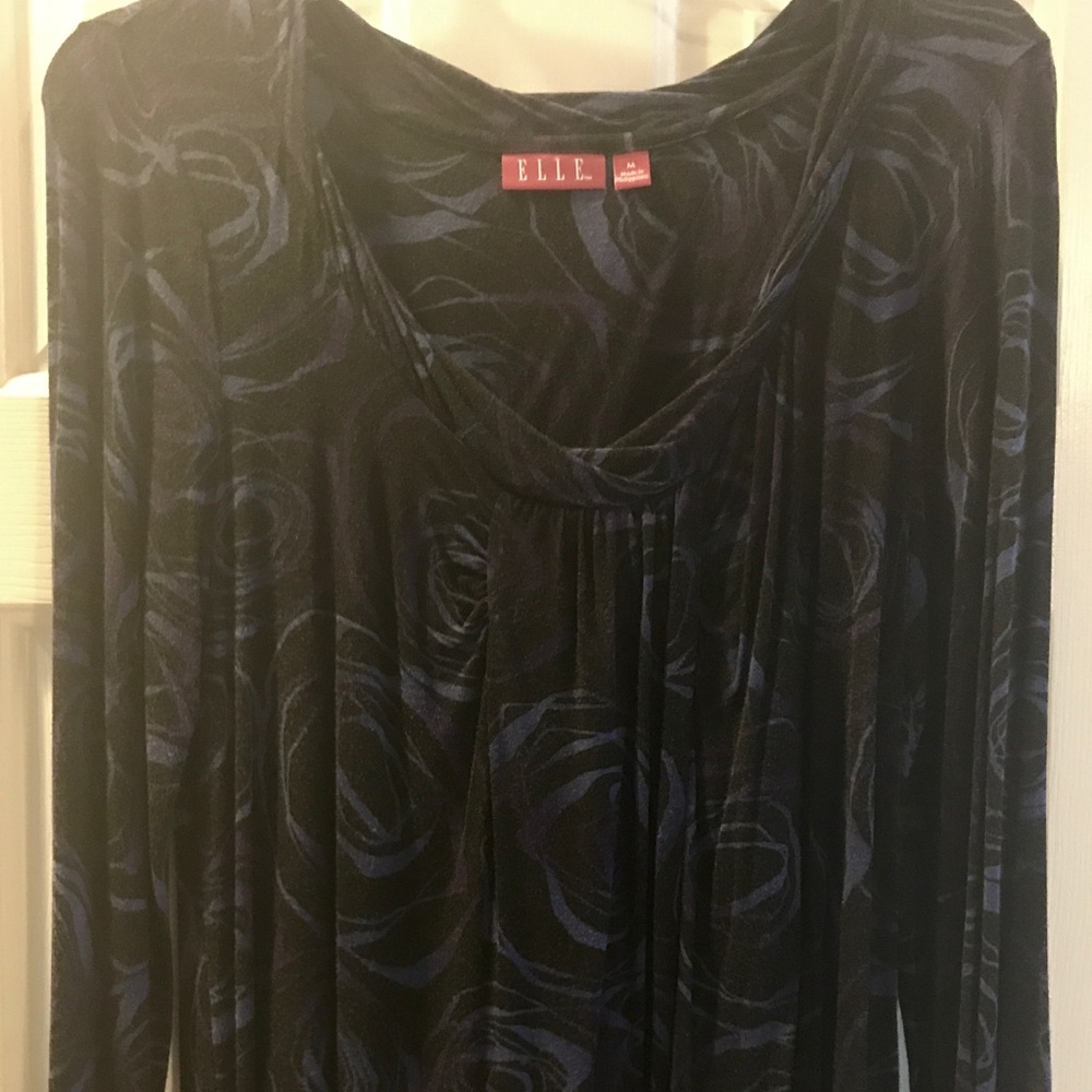 Black Rosette Drape Blouse