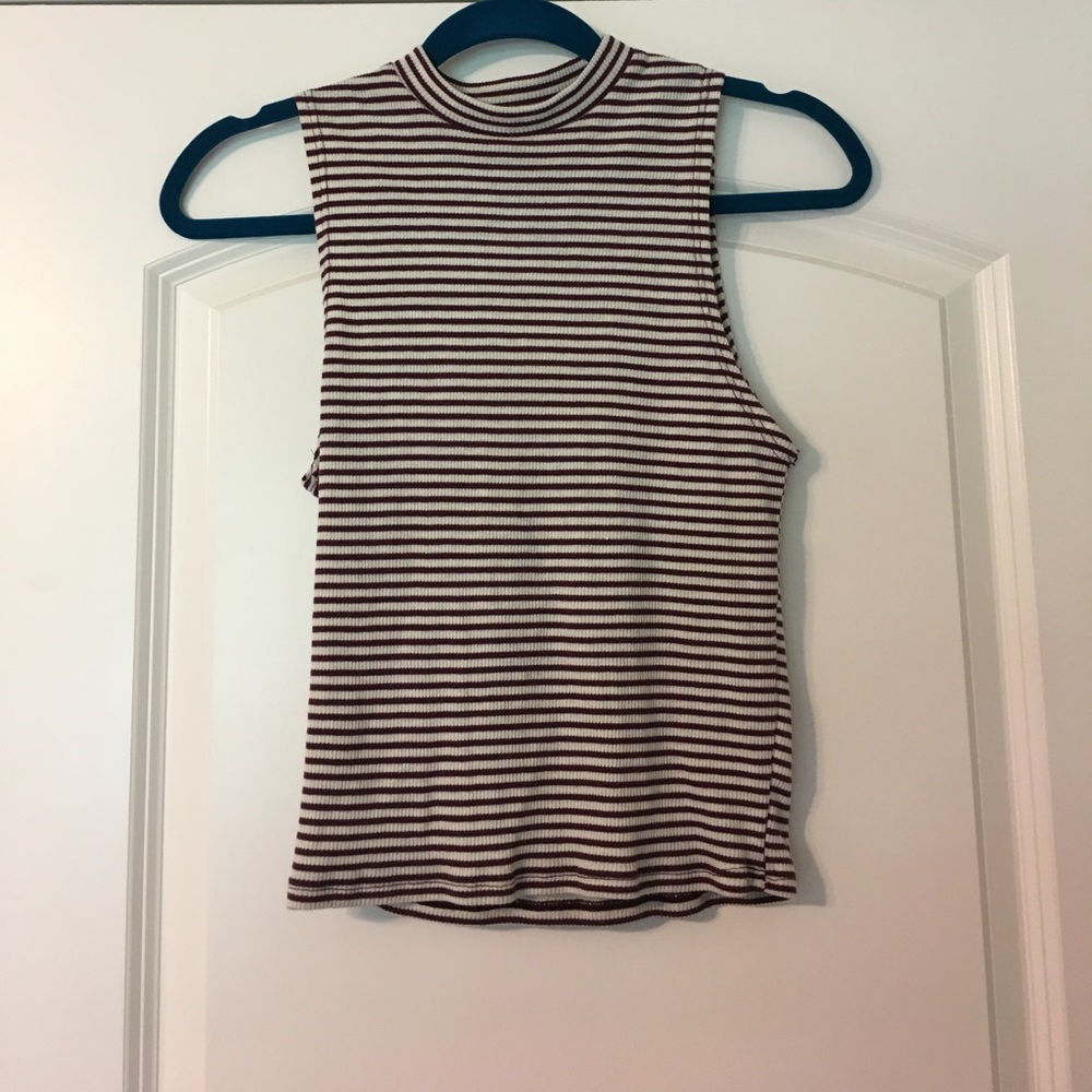 Maroon and white striped crop top
