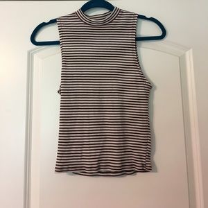 Maroon and white striped crop top