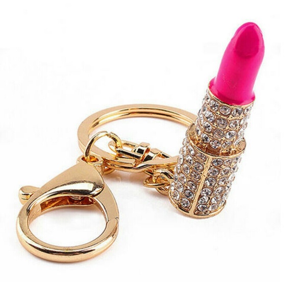 Crystal Rhinestone Lipstick Keychain - Picture 2 of 3