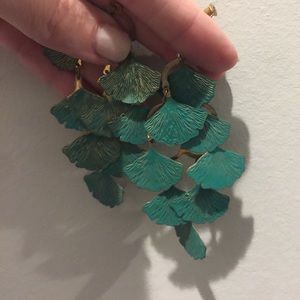 Green metal sea fan earrings