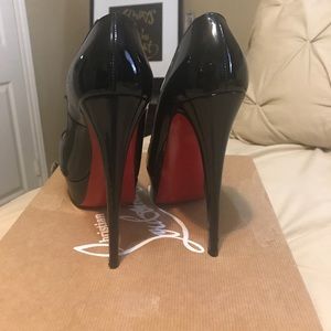 Louboutins Lady Peep Black Patent Size 9