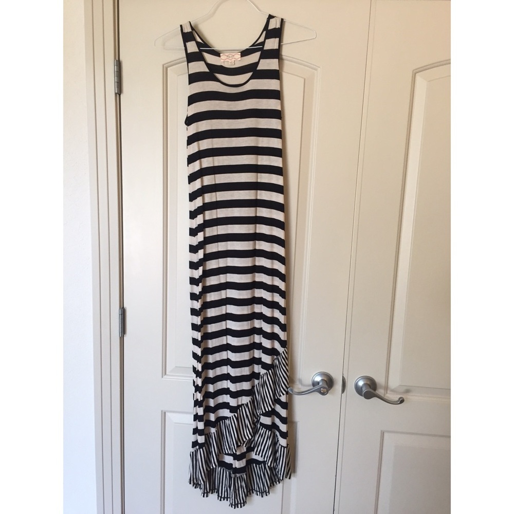 Never worn Pink Rose black and cream striped dress