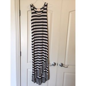 Never worn Pink Rose black and cream striped dress