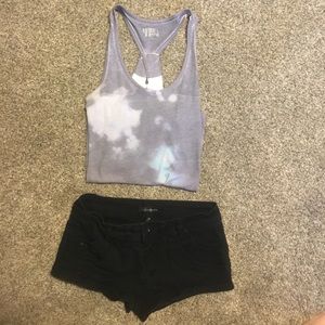 Gray/Purple bleach tie dye tank top!