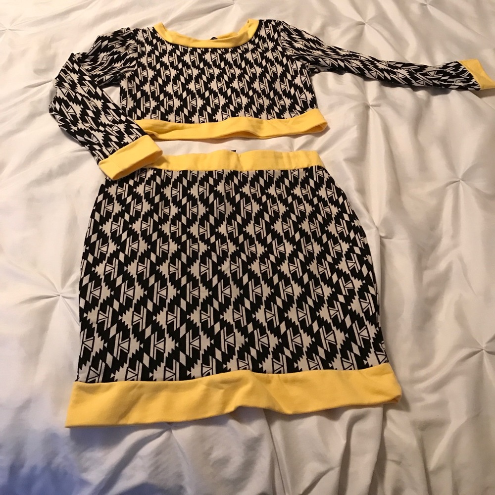 Two piece crop top and skirt