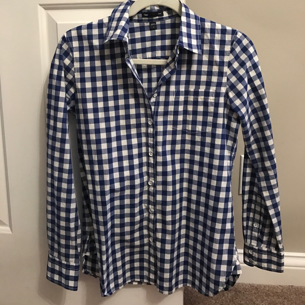 Gap blue check top S
