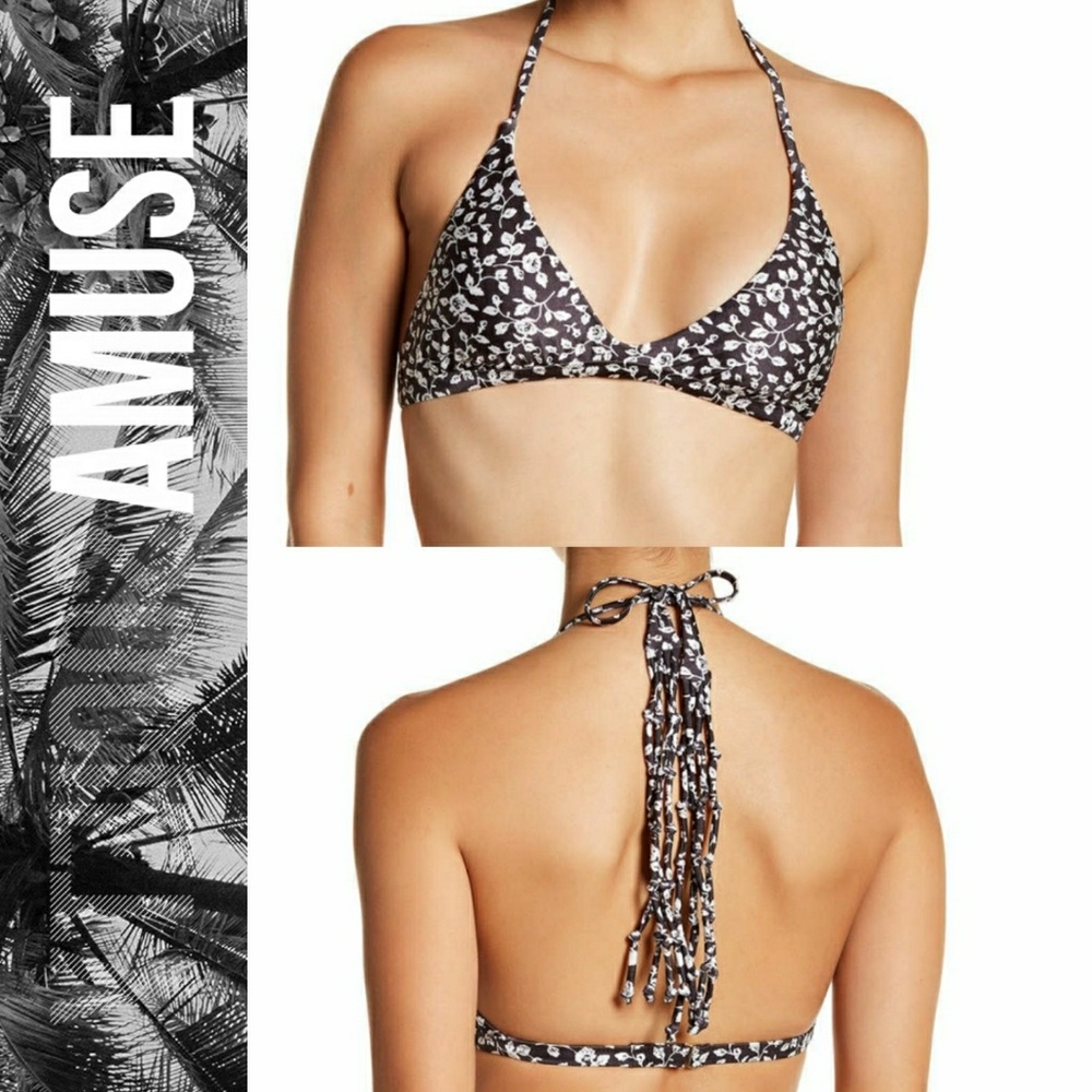 Amuse Society Floral Bikini Top Small NWT