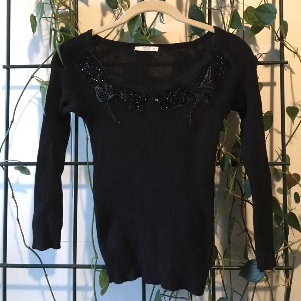Prada ribbed beaded sweater ✨