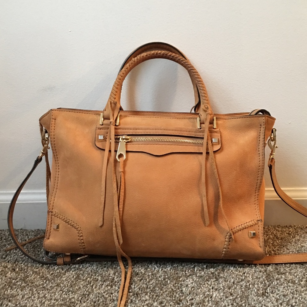 Rebecca Minkoff Regan Satchel in almond suede