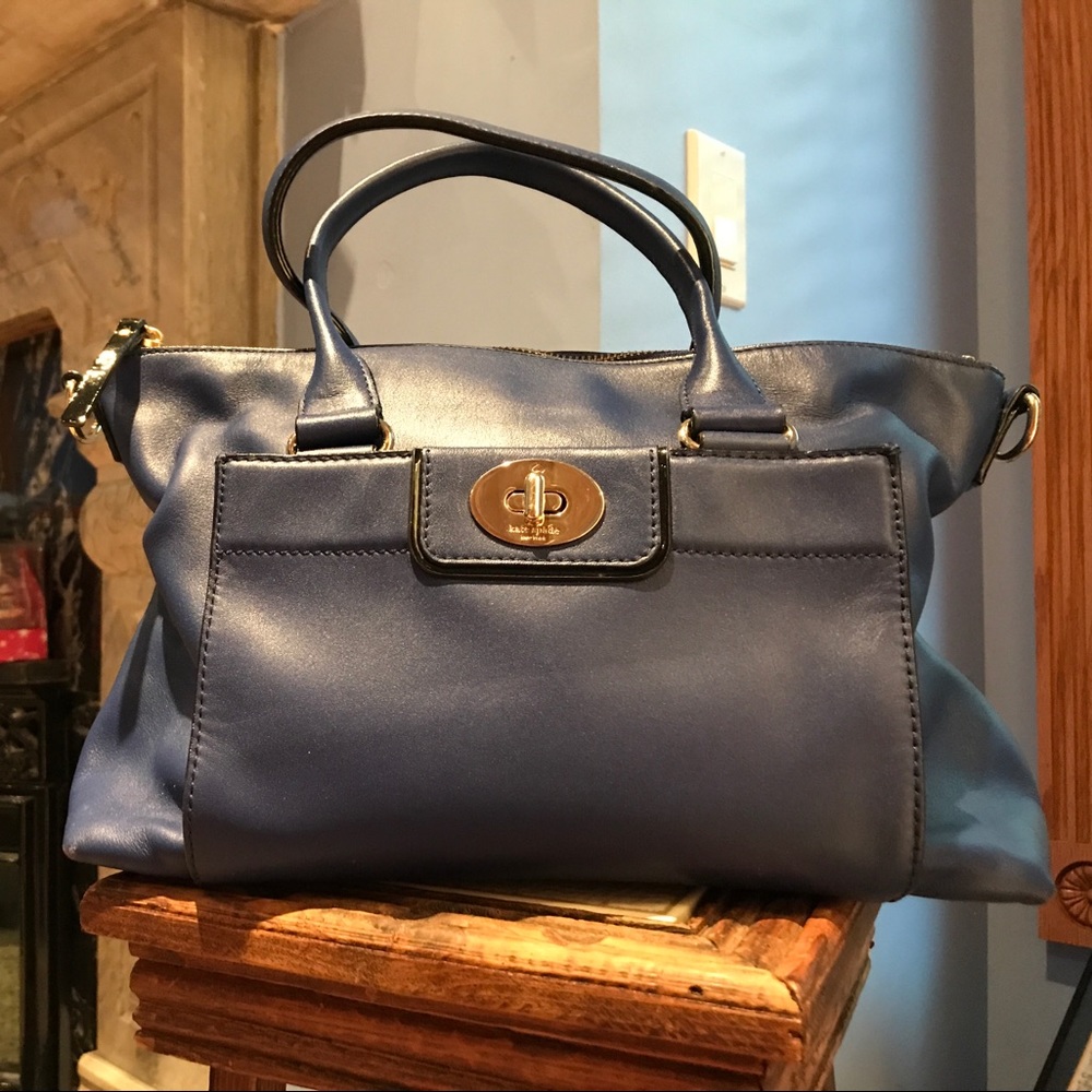 Kate Spade blue leather handbag w/ shoulder strap