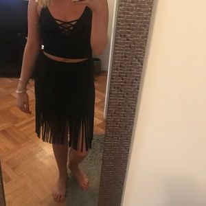 Skirt with fringe