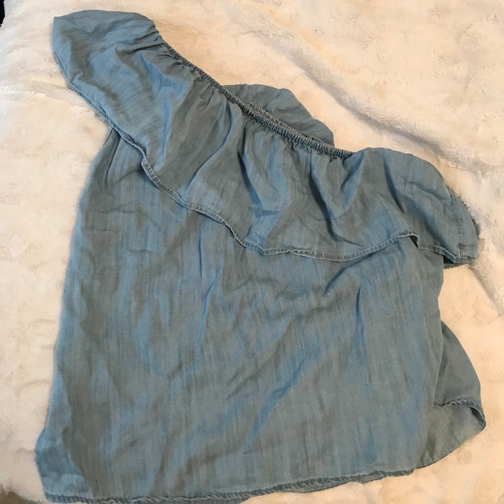 American Eagle Denim One Shoulder Top