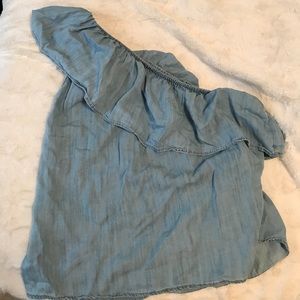 American Eagle Denim One Shoulder Top