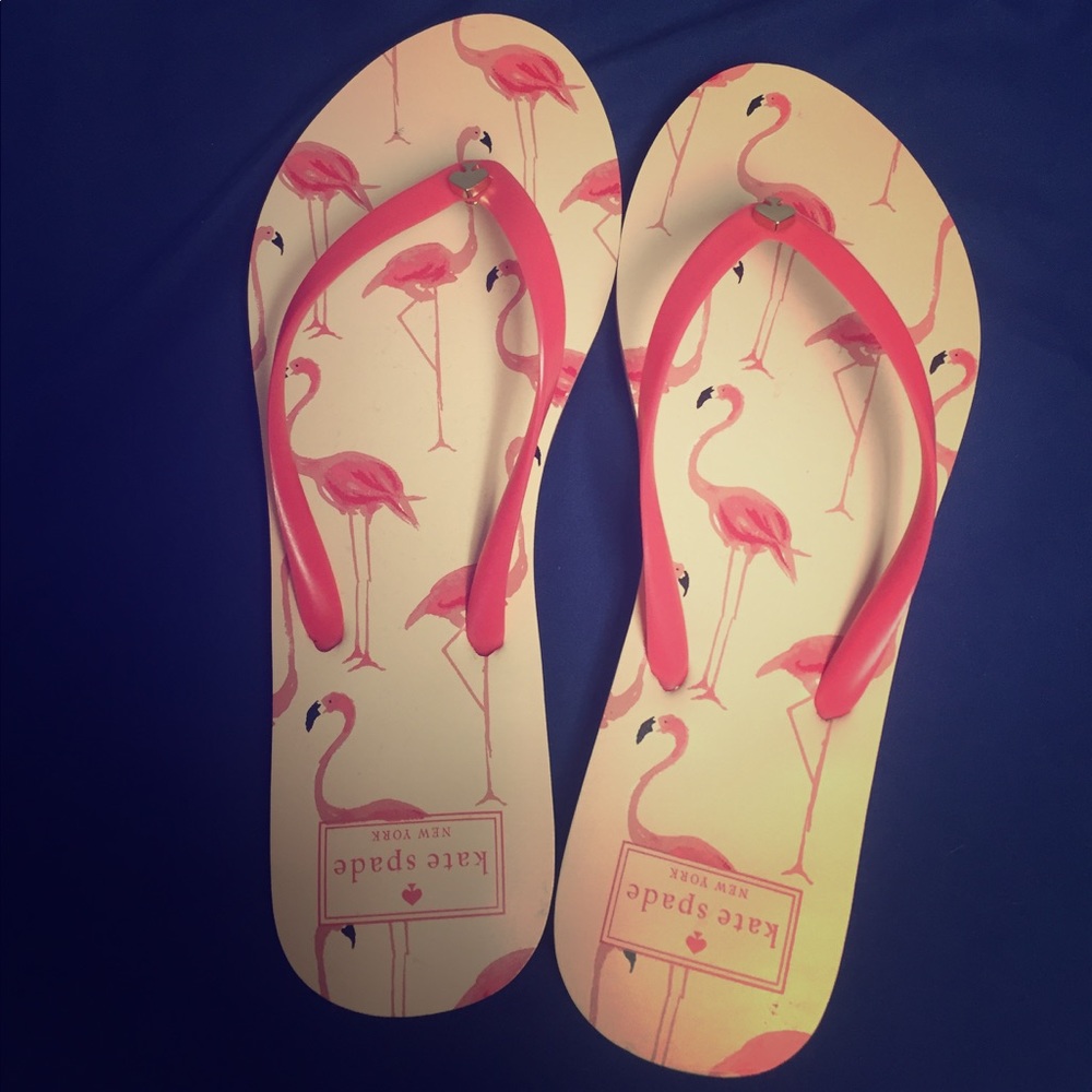 Kate Spade flamingo flip flops
