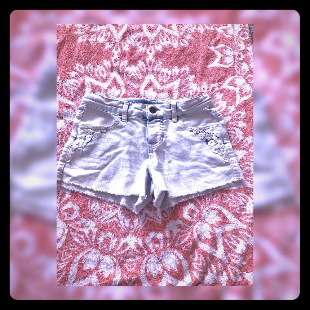 Acid wash denim shorts