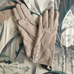Taupe Genuine suede gloves H&M