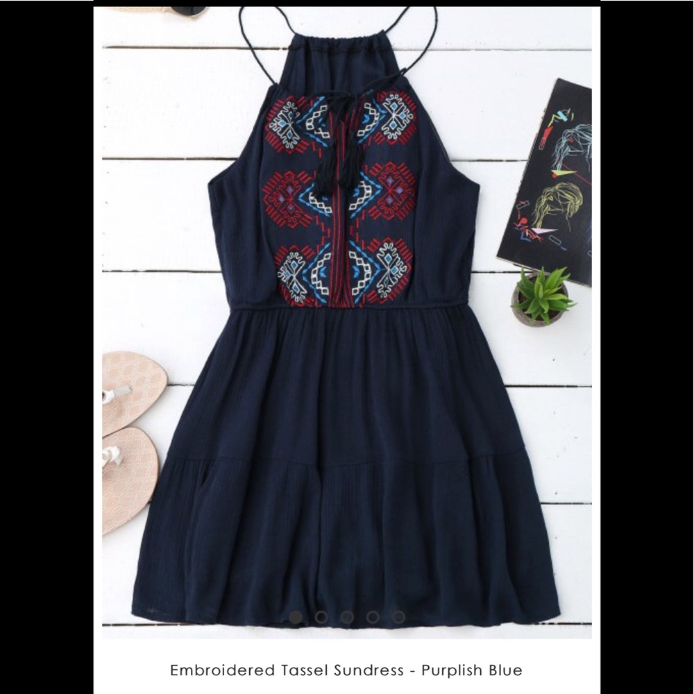 Cute navy embroidered sundress/tunic