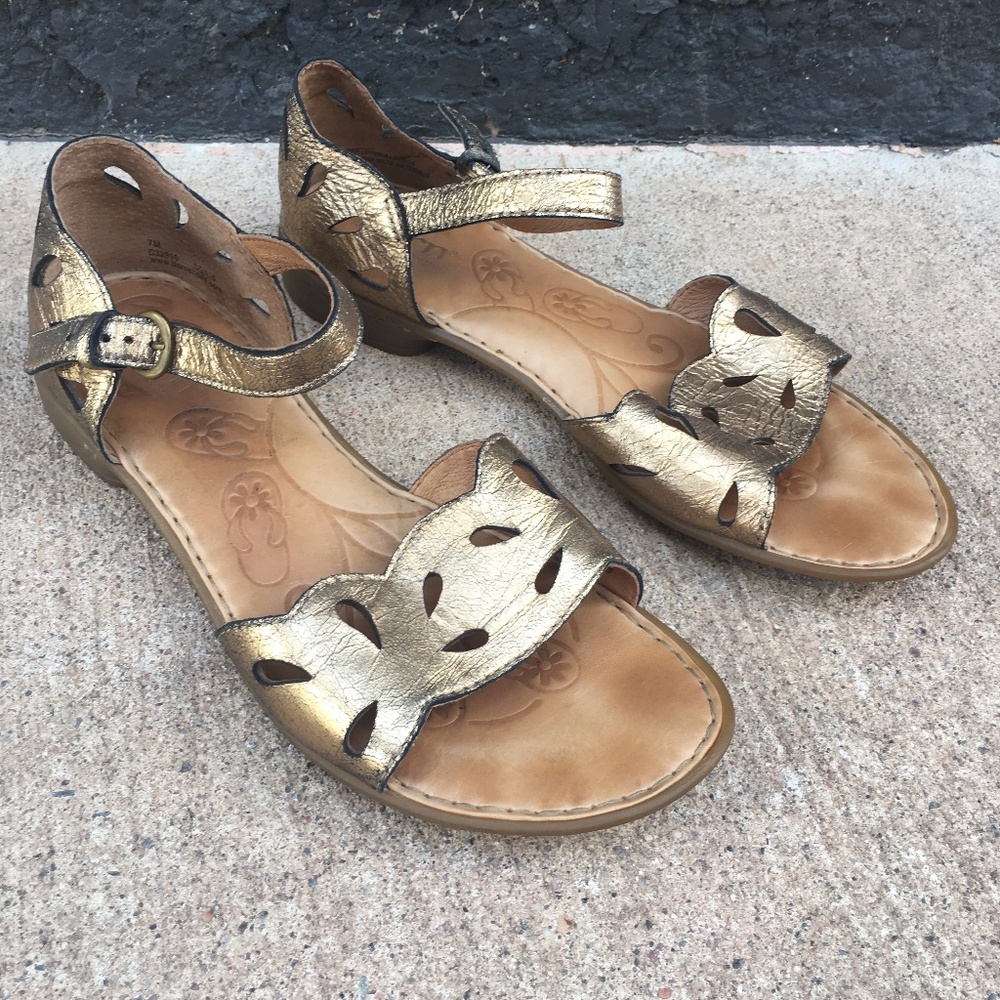 x SOLD x Born Metallic Gold Laser Etched Sandals