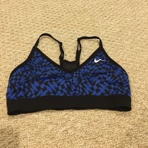 Nike pro Indy sports bra small black and blue