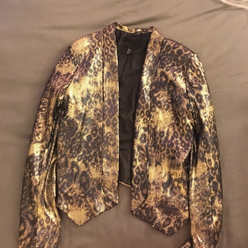 Gold and black sequin blazer