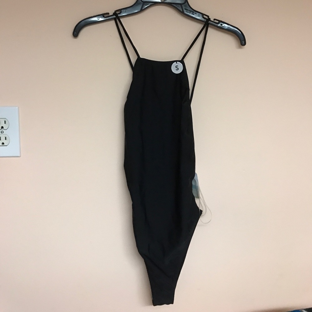 Black halter neck swimsuit