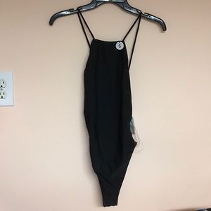 Black halter neck swimsuit