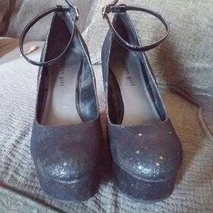 Black glitter Madden Girl Wedges