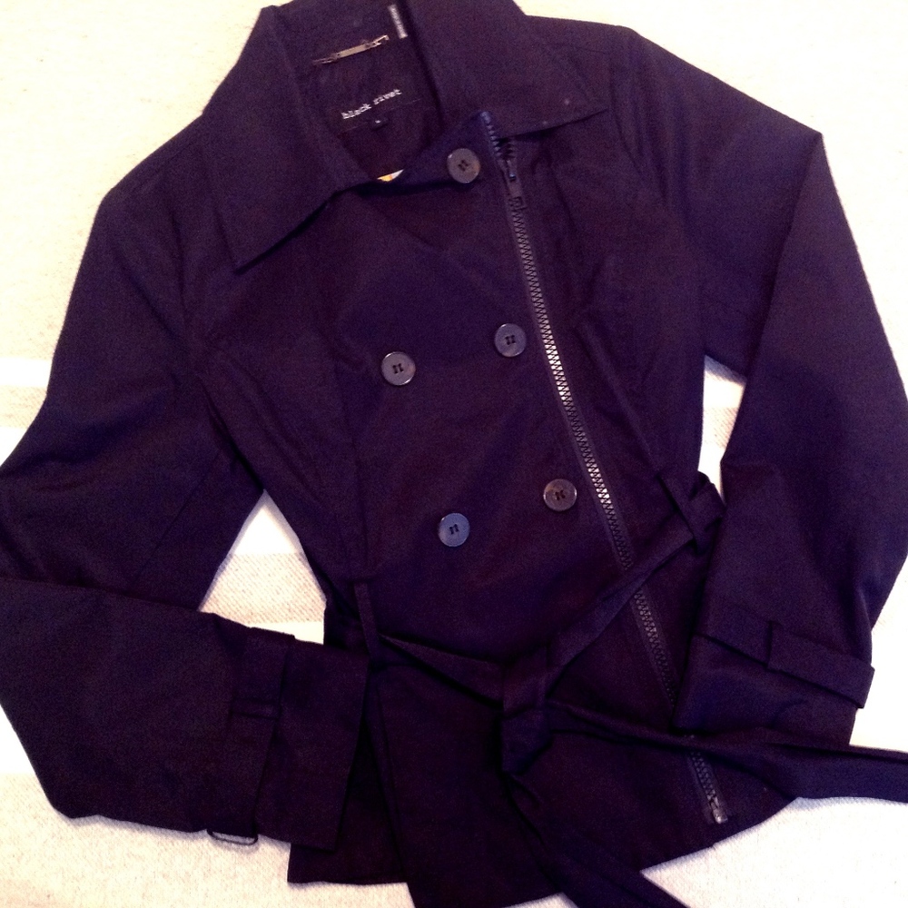 Black Trench Jacket Size L - Black Rivet