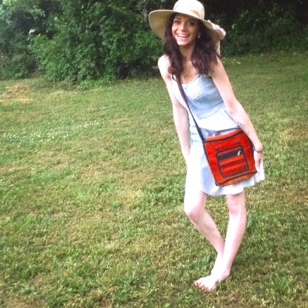 Peruvian Unisex Orange Messenger Bag