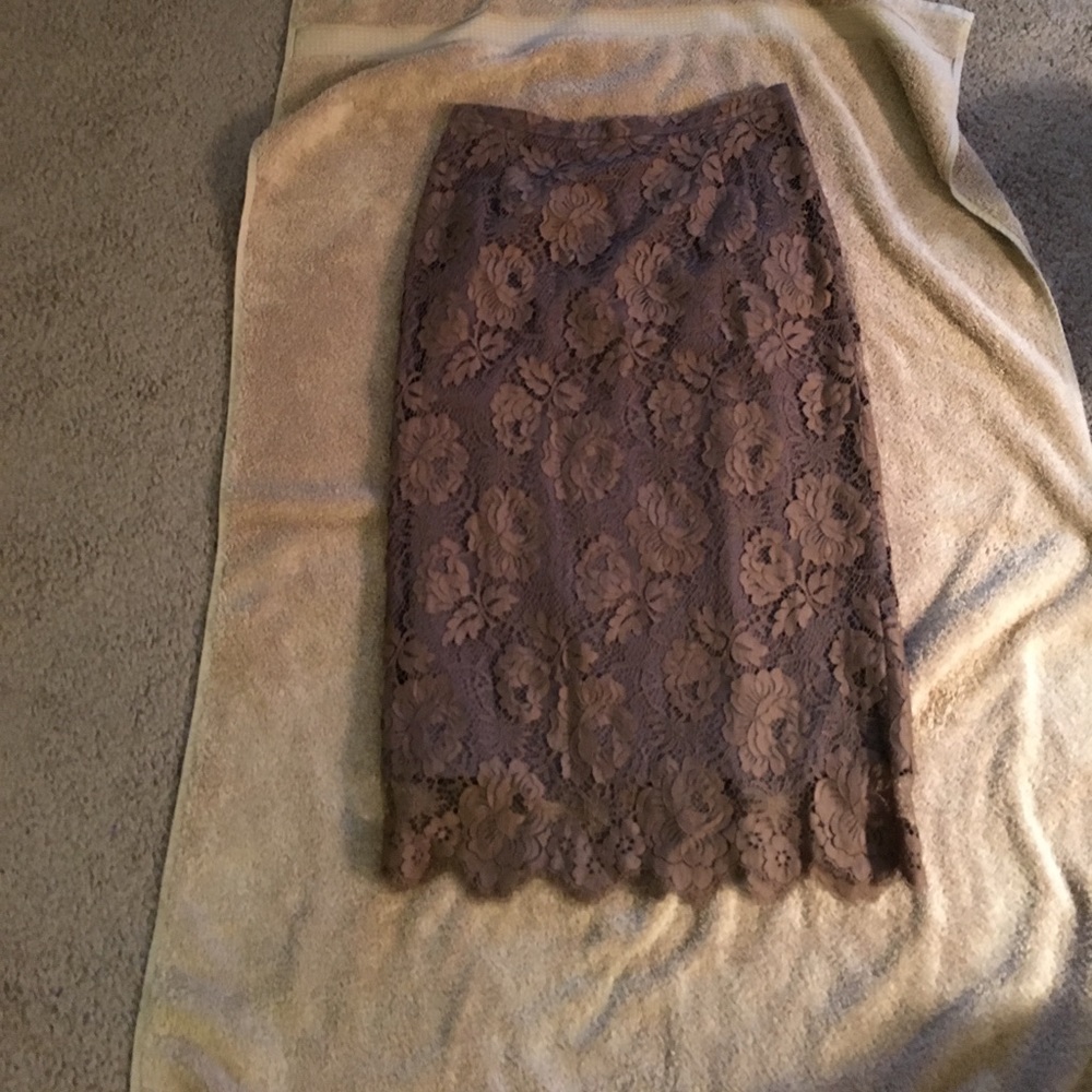 J crew brown lace skirt
