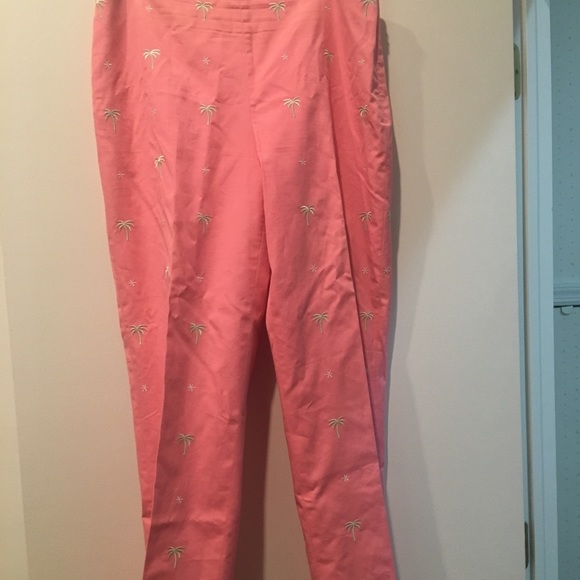 Preppy Pink & Green Palm Tree Brooks Brothers Pant - Picture 1 of 5