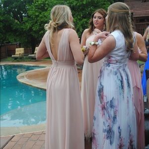 Soft pink maxi prom dress