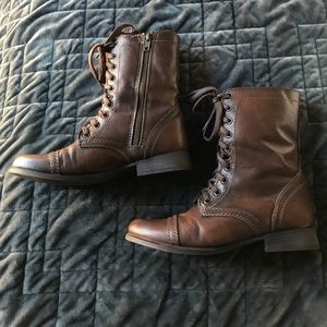 Steve Madden "Troopa" Brown Leather Boots Size 7