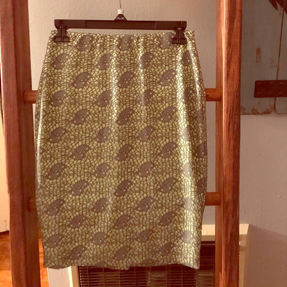 Lime green and gray pencil skirt