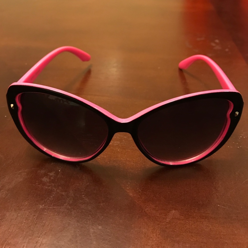 Betsey Johnson Pink/Black Cat Eye Sunglasses