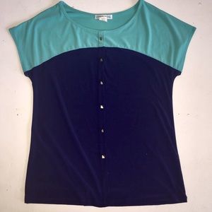 Carol Rose Blue Color Block Shirt