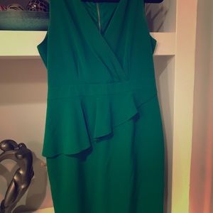 Emerald green dress with ruffle
