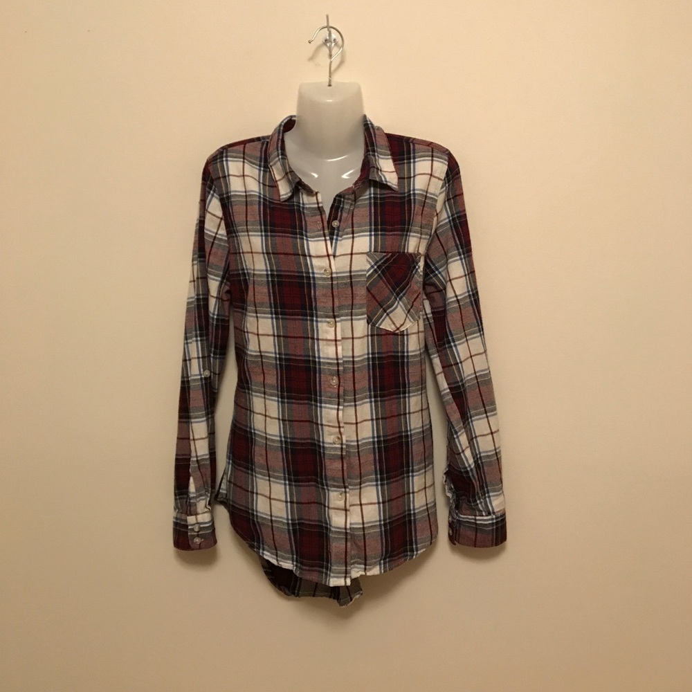 Plaid Tunic - Perfect for Fall - Burgundy