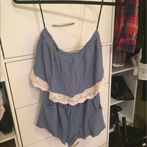 Ruffle blue romper