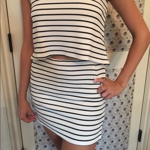 Black and White Striped Two Piece Outfit