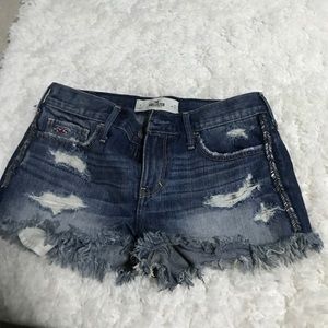 Denim shorts with sequence