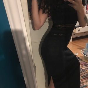 Tight maxi tank top dress with a slit