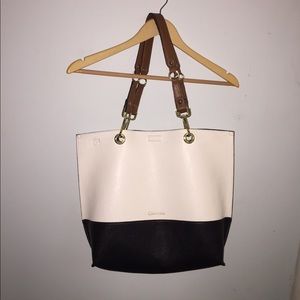 Calvin Klein two tone leather tote