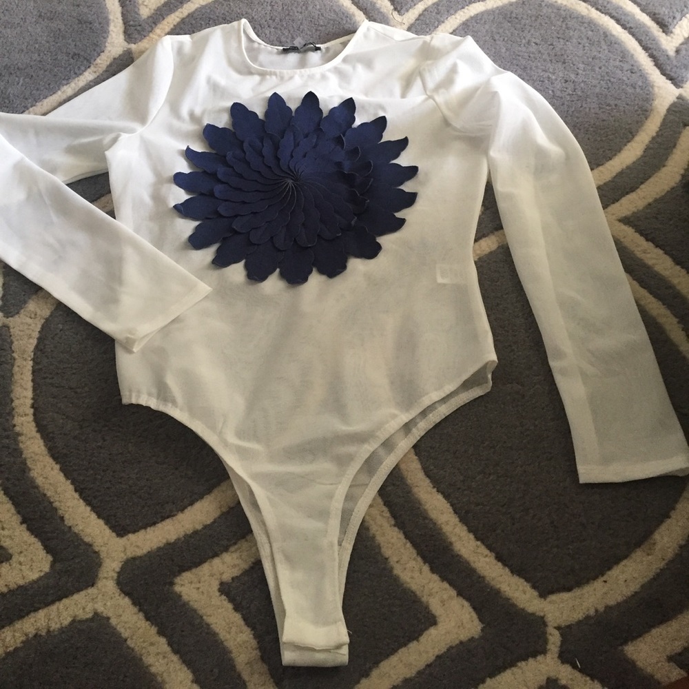 Unique Denim flower Bodysuit